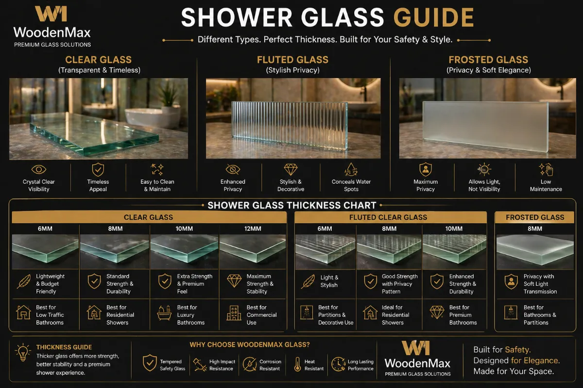 Types of glass for shower partition India options guide