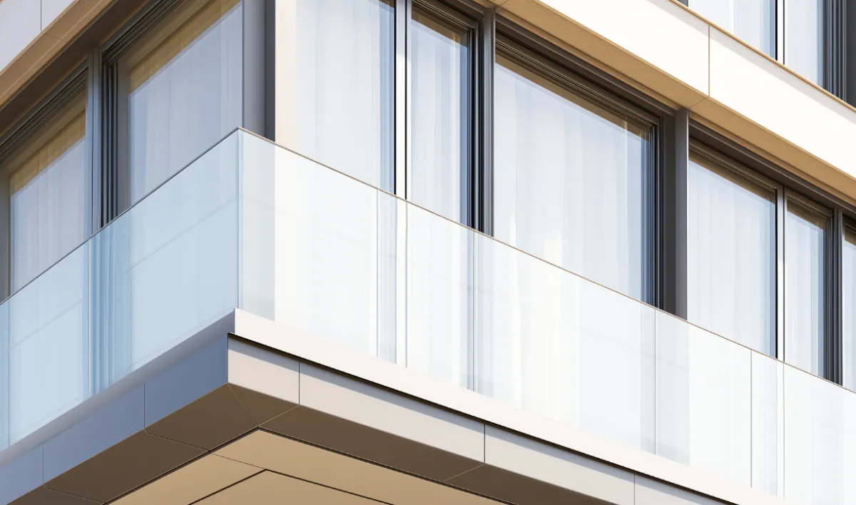 Architectural glass railing system for balconies