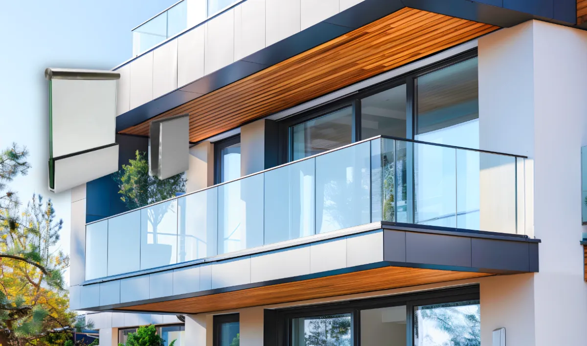 Balcony glass railing with luxury handrail finish