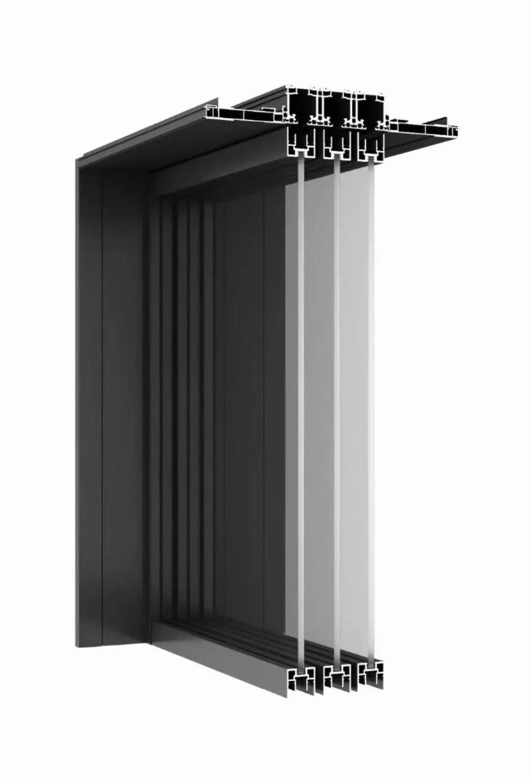 Synchronized telescopic slim partition door